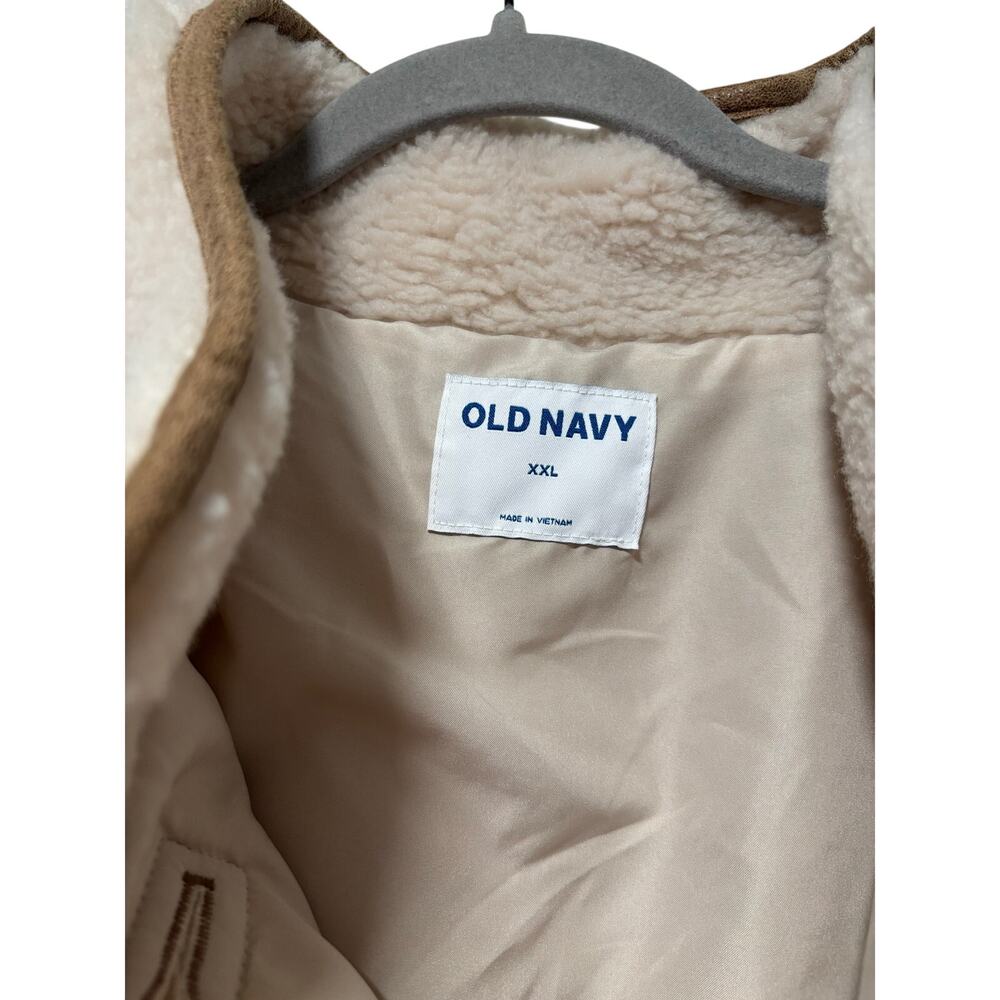 Old Navy Sherpa Fleece Jacket Women’s XXL Cream Button Front Cozy Teddy Coat - Picture 6 of 11